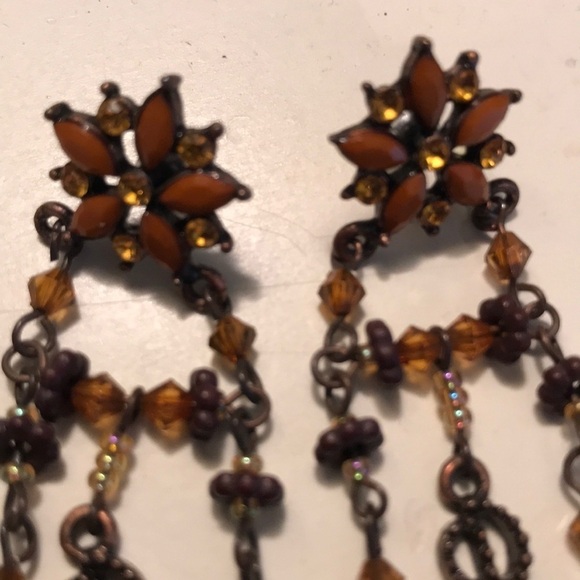 Orange, copper chandelier earrings - Picture 2 of 3